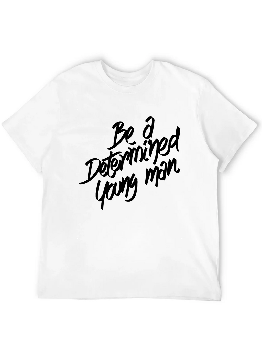 Determined Young Man Black Graphic Tee