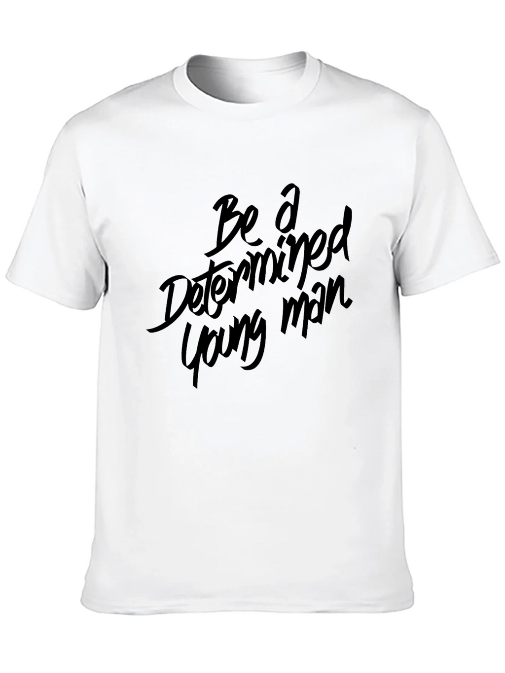 Determined Young Man Black Graphic Tee