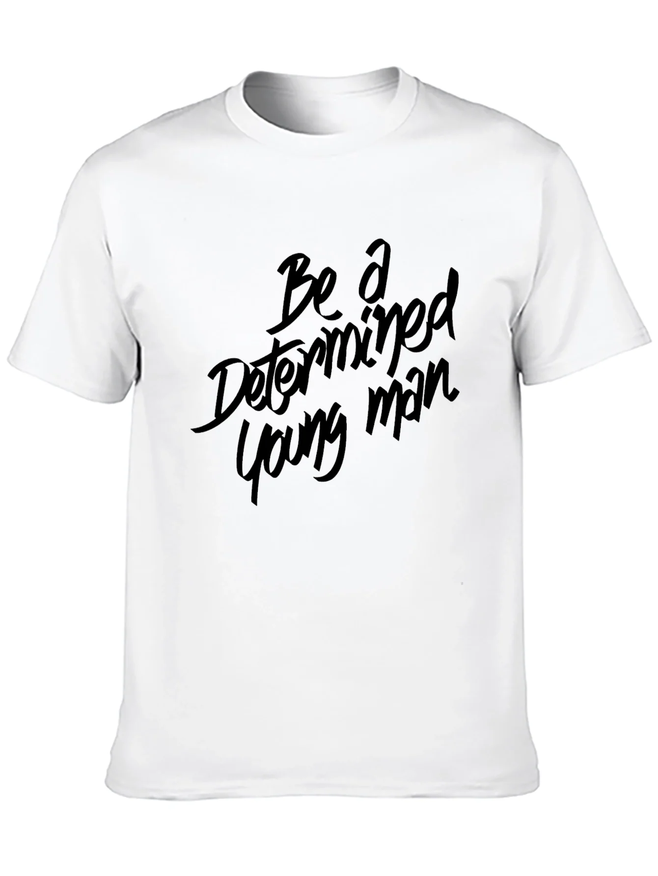 Determined Young Man Black Graphic Tee
