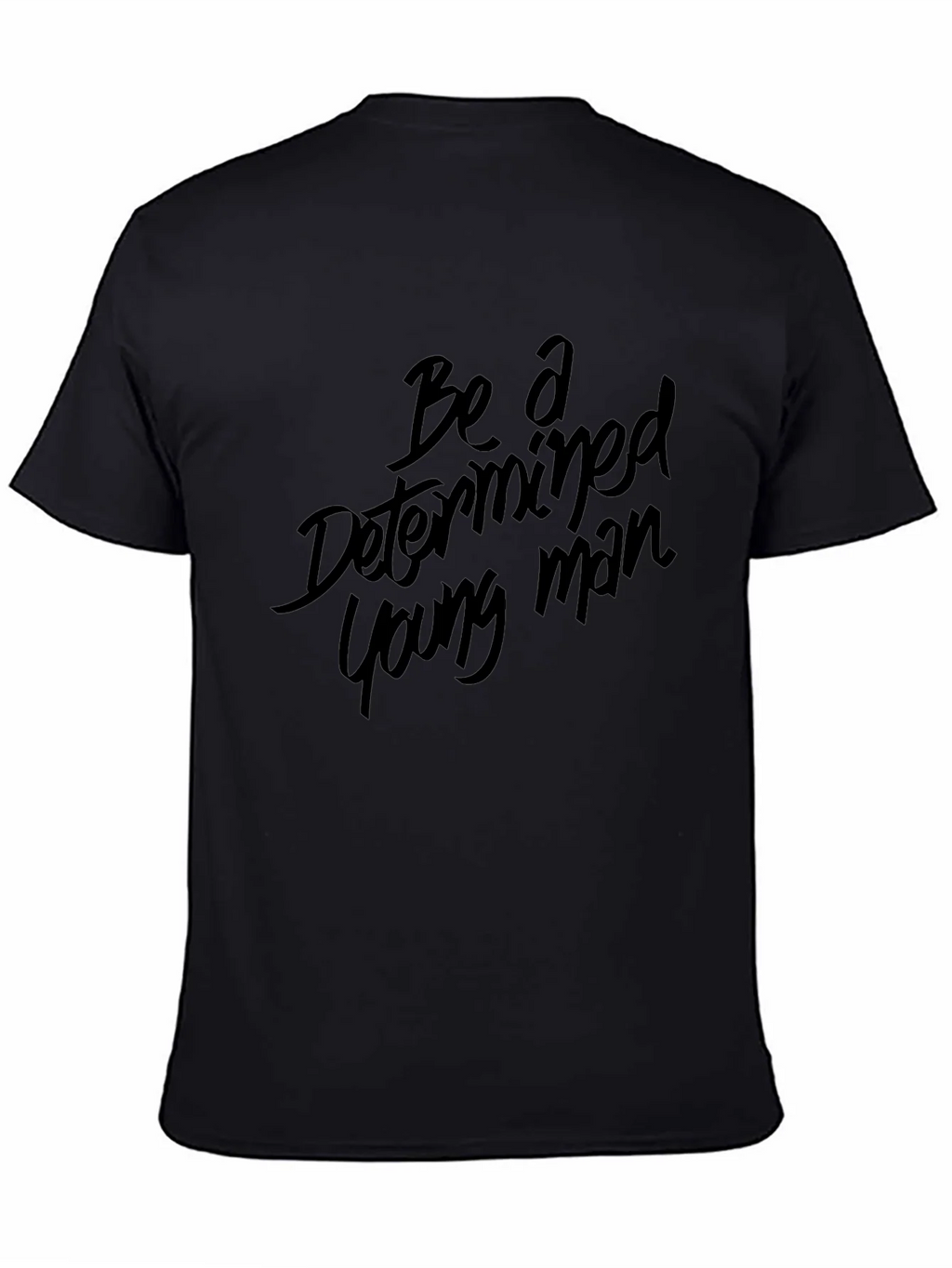 Determined Young Man Black Graphic Tee