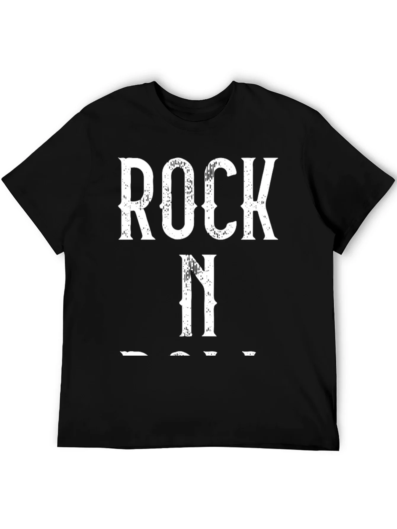 Rock N Roll Graphic Tee - Mens Black Cotton T-Shirt