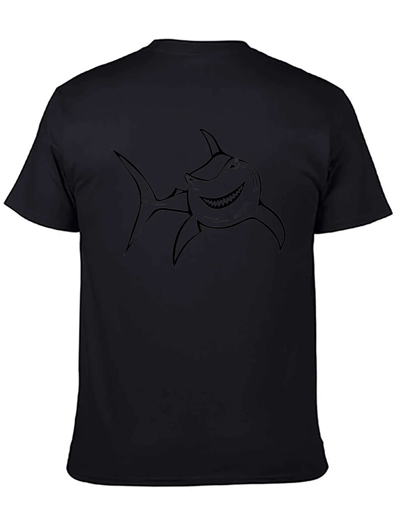 Mens Black T-Shirt with Shark Graphic