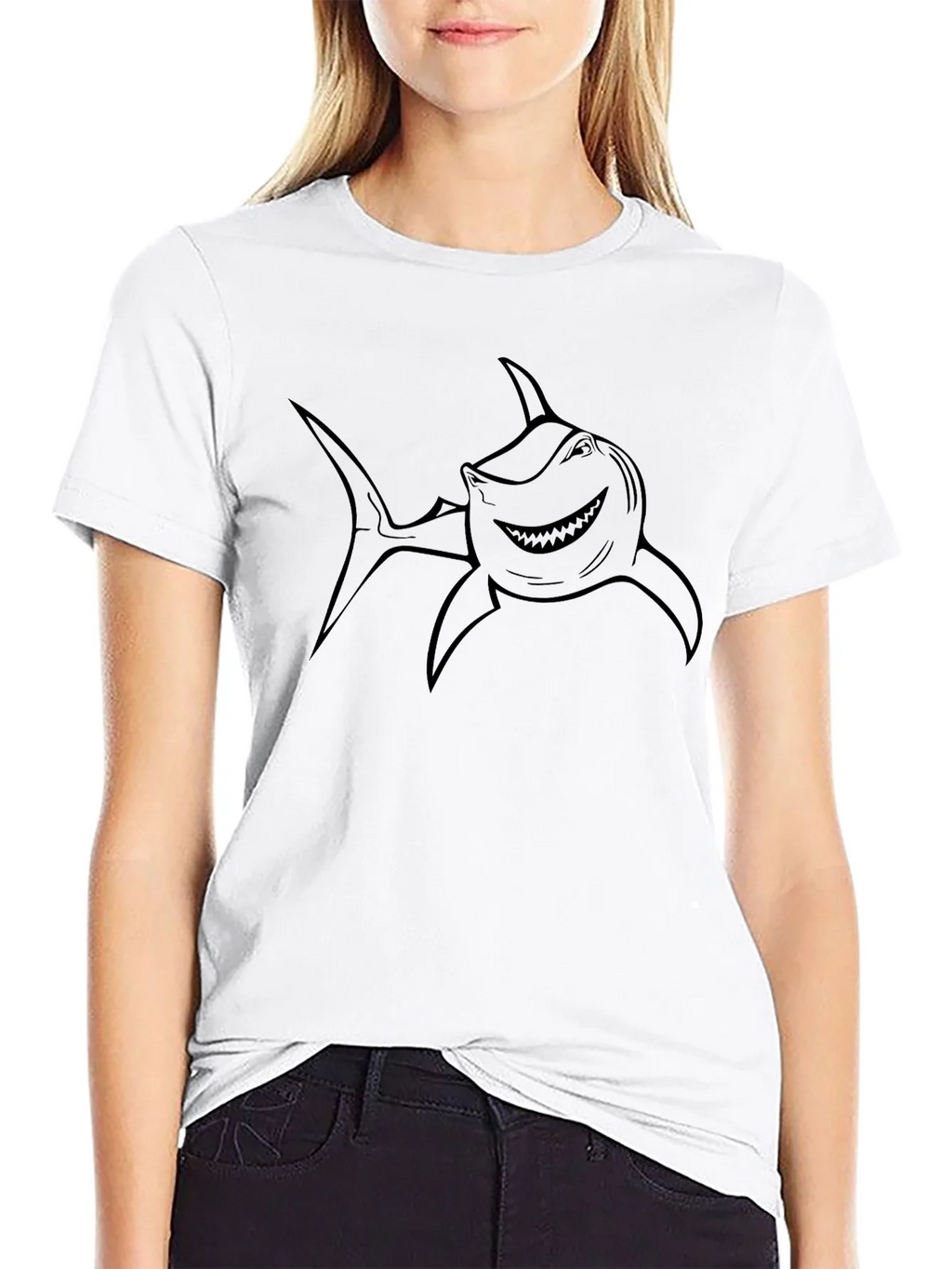 Mens Black T-Shirt with Shark Graphic