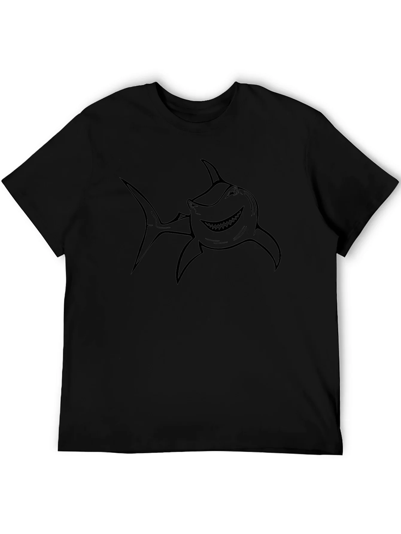 Mens Black T-Shirt with Shark Graphic