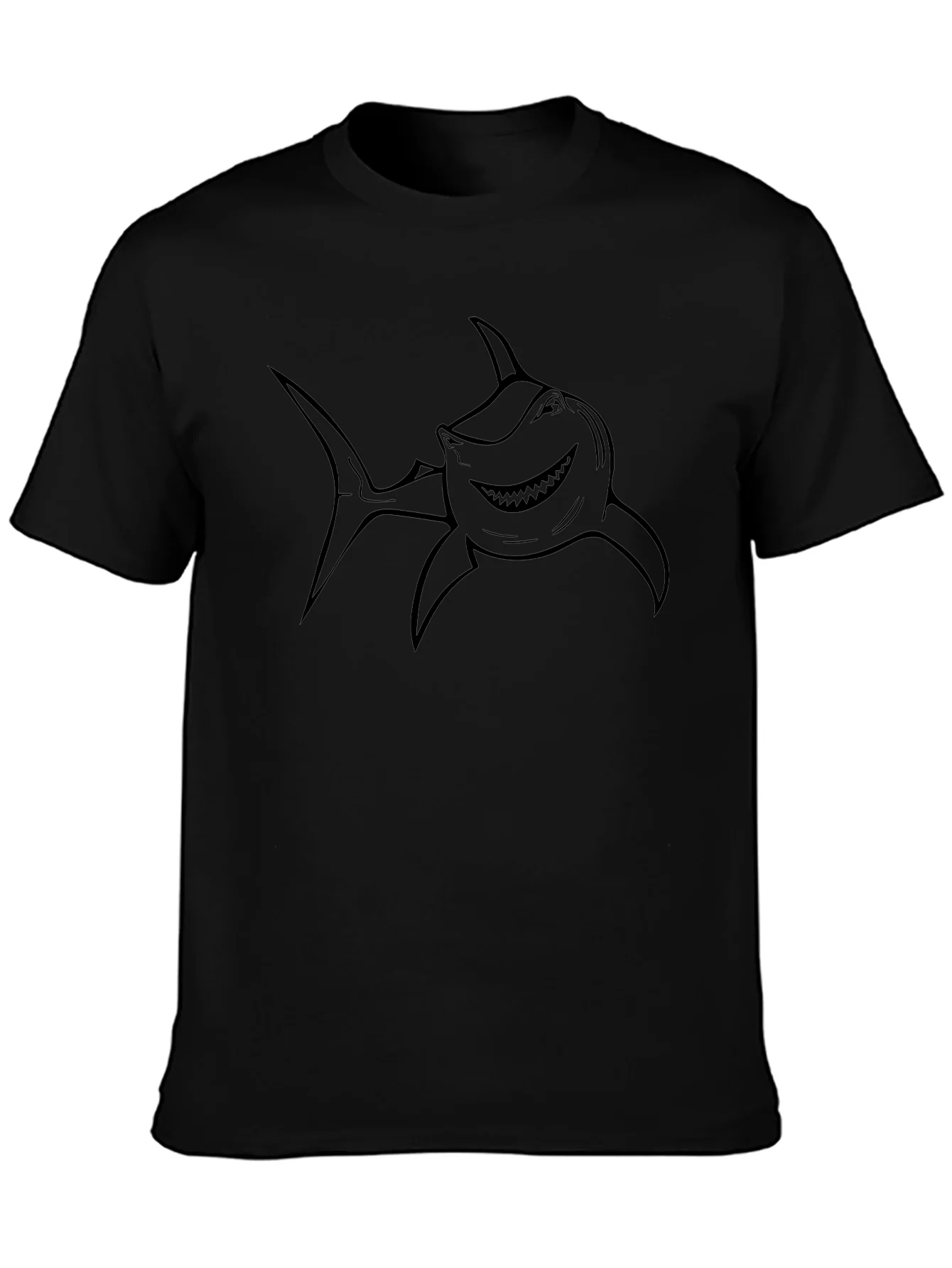 Mens Black T-Shirt with Shark Graphic