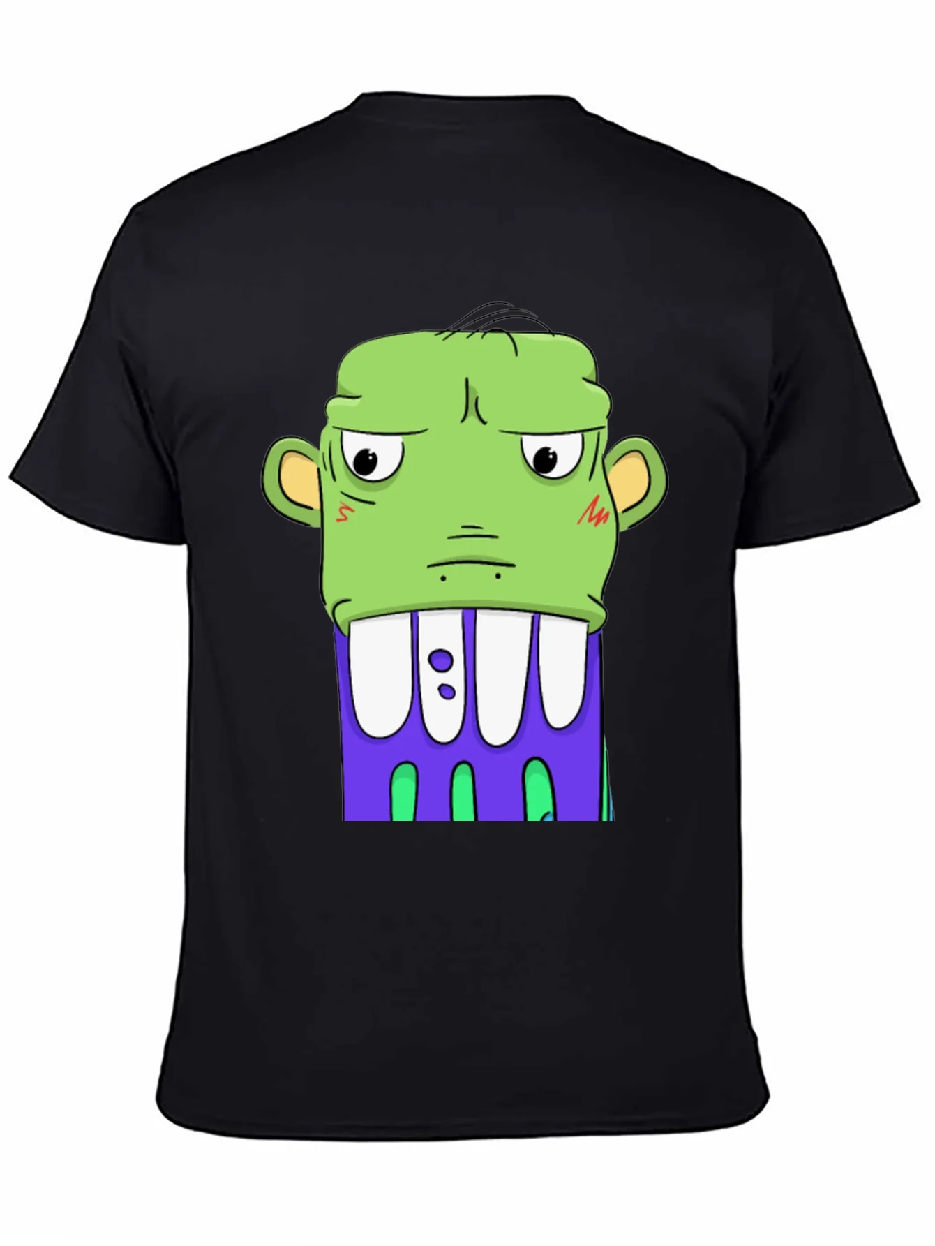 Cartoon Monster Graphic Tee - Bold Black Shirt
