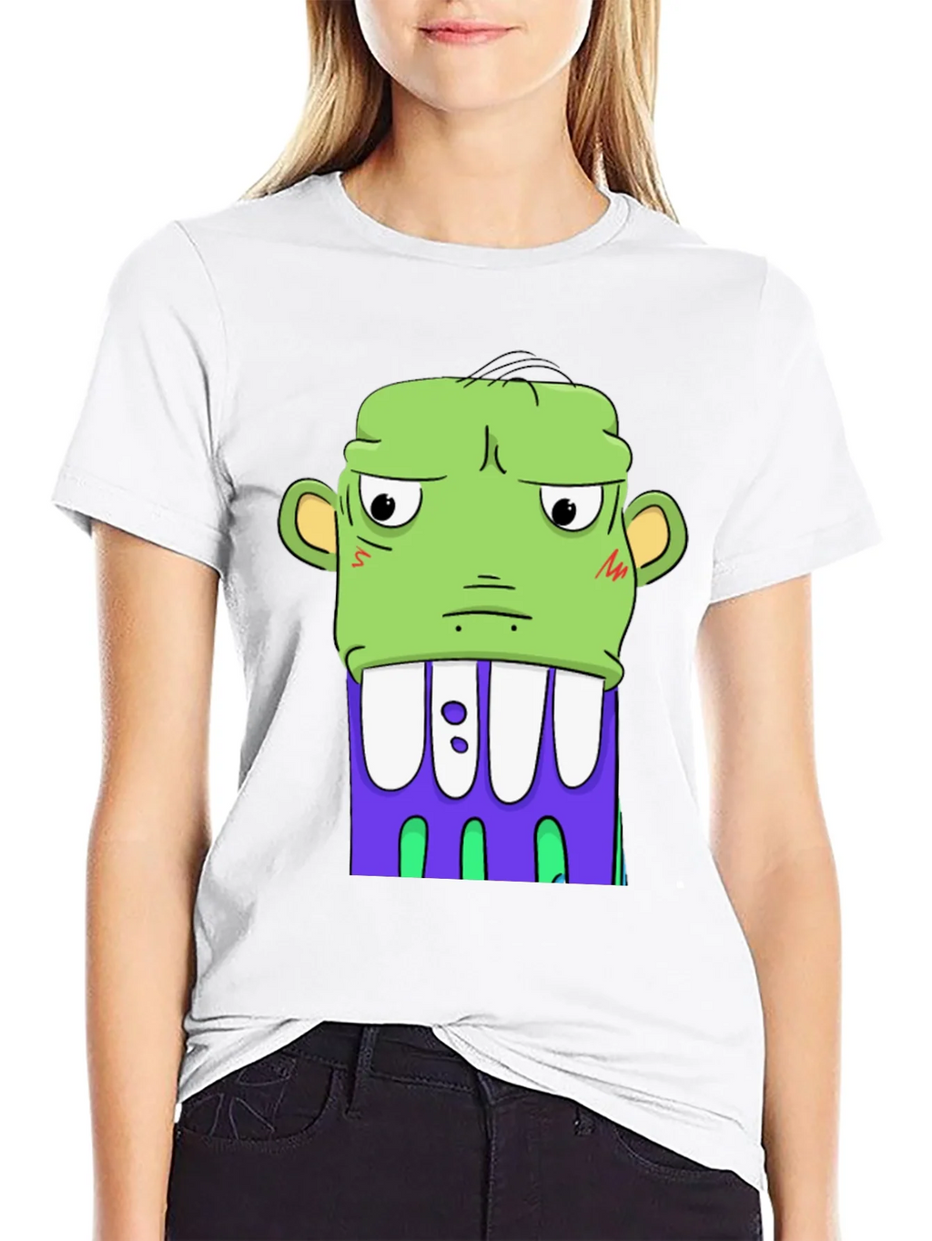 Cartoon Monster Graphic Tee - Bold Black Shirt
