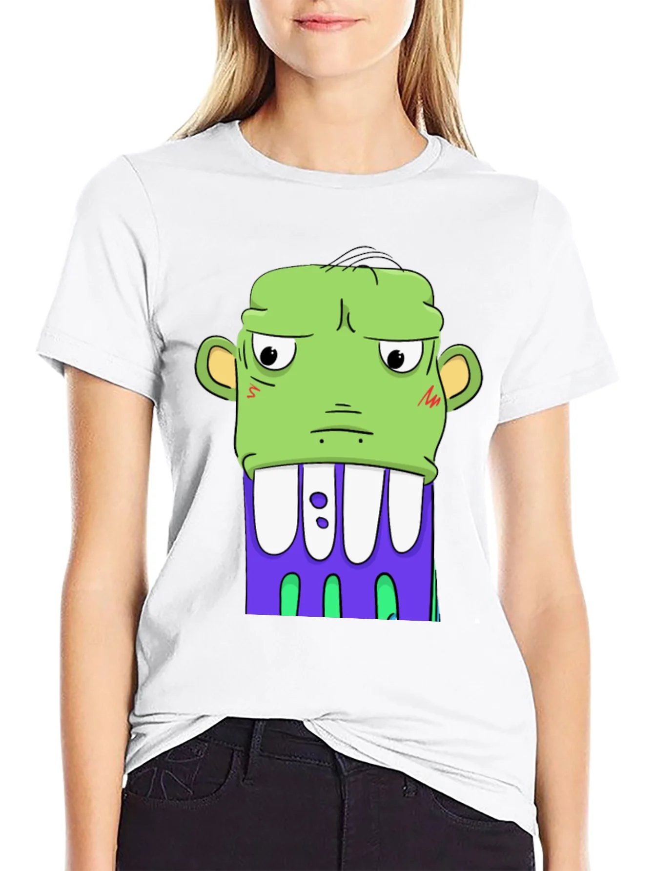 Cartoon Monster Graphic Tee - Bold Black Shirt