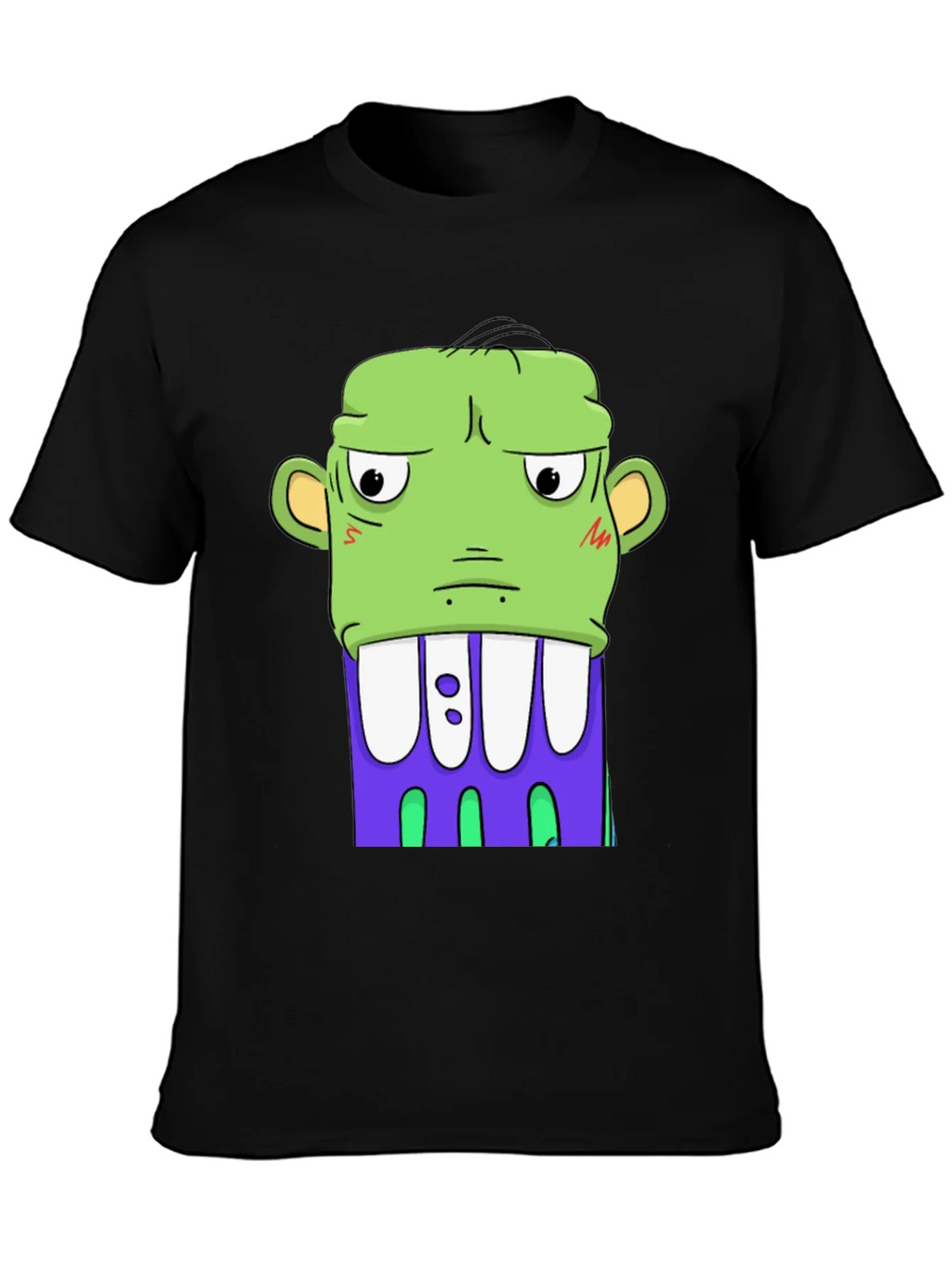 Cartoon Monster Graphic Tee - Bold Black Shirt