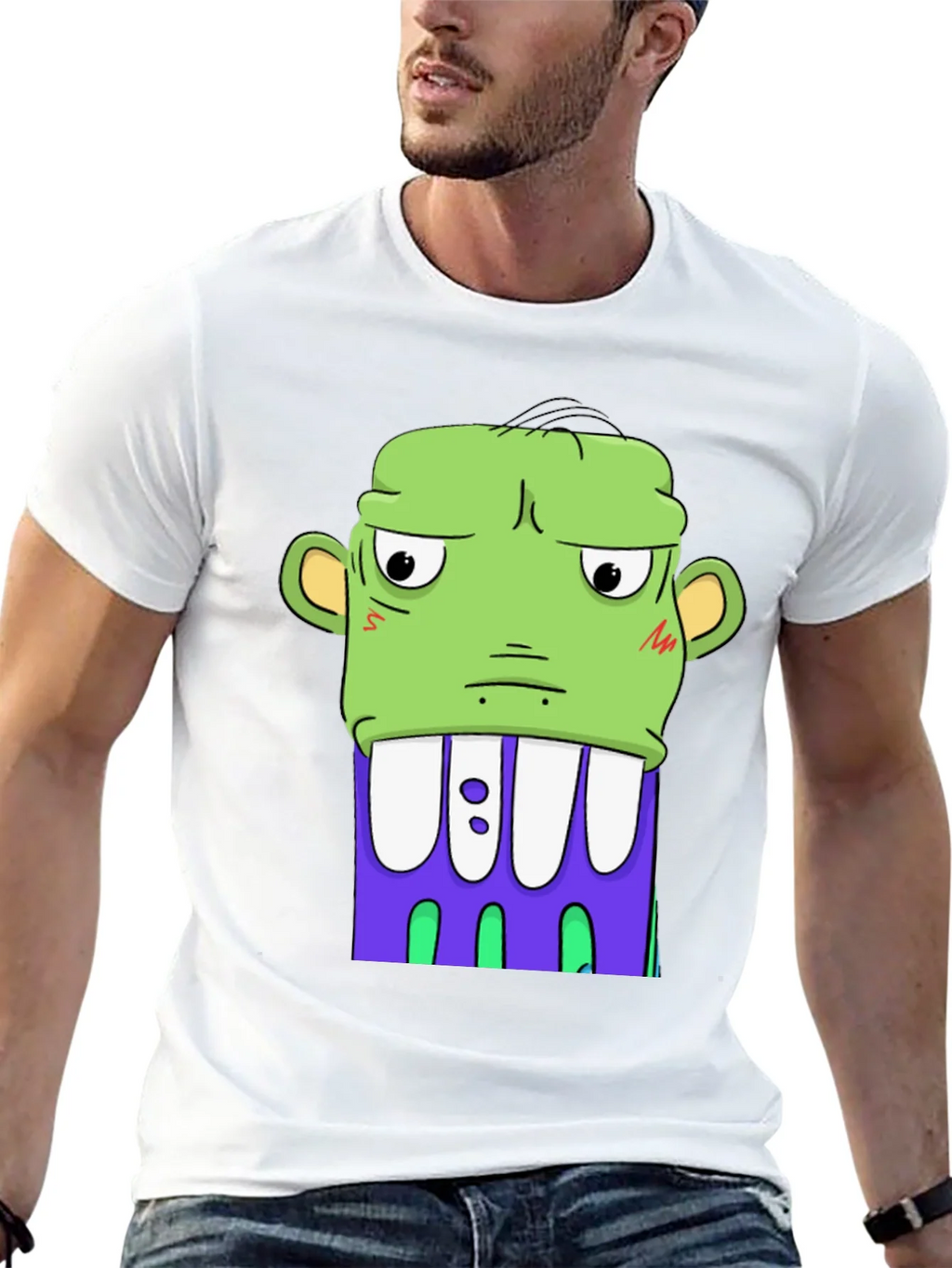 Cartoon Monster Graphic Tee - Bold Black Shirt