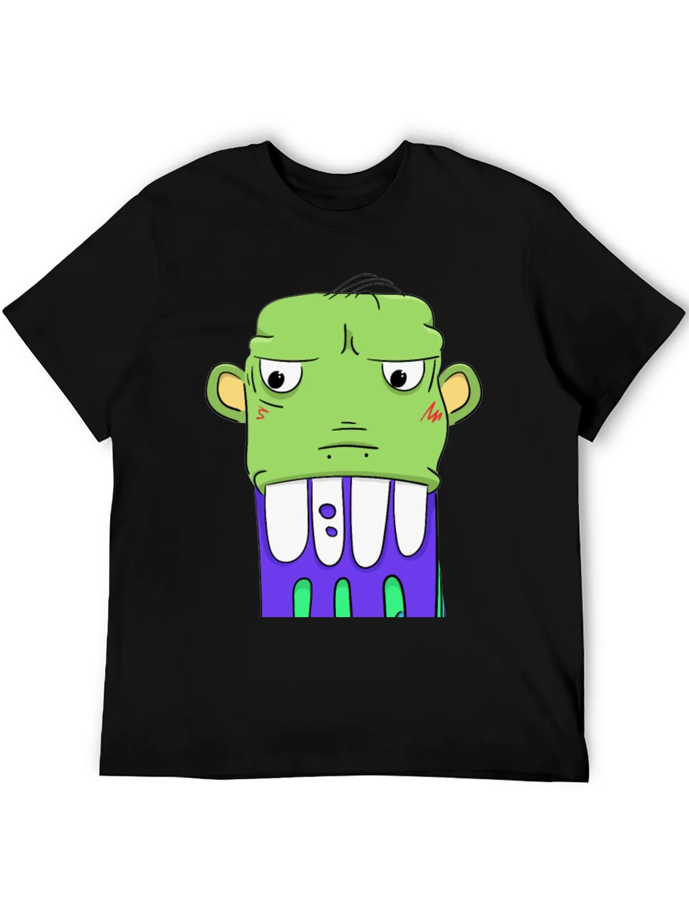 Cartoon Monster Graphic Tee - Bold Black Shirt