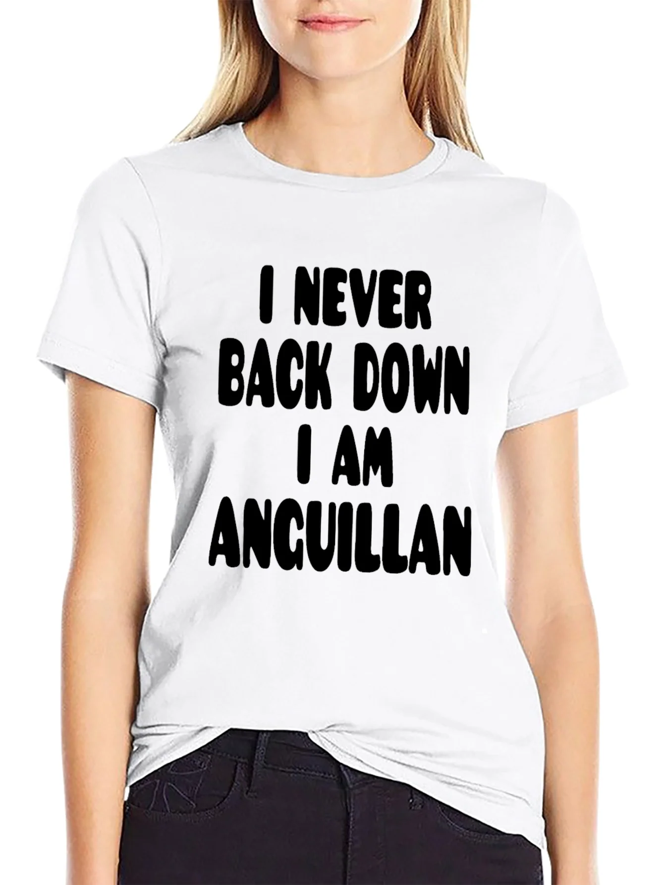 Never Back Down Anguillan Black T-Shirt