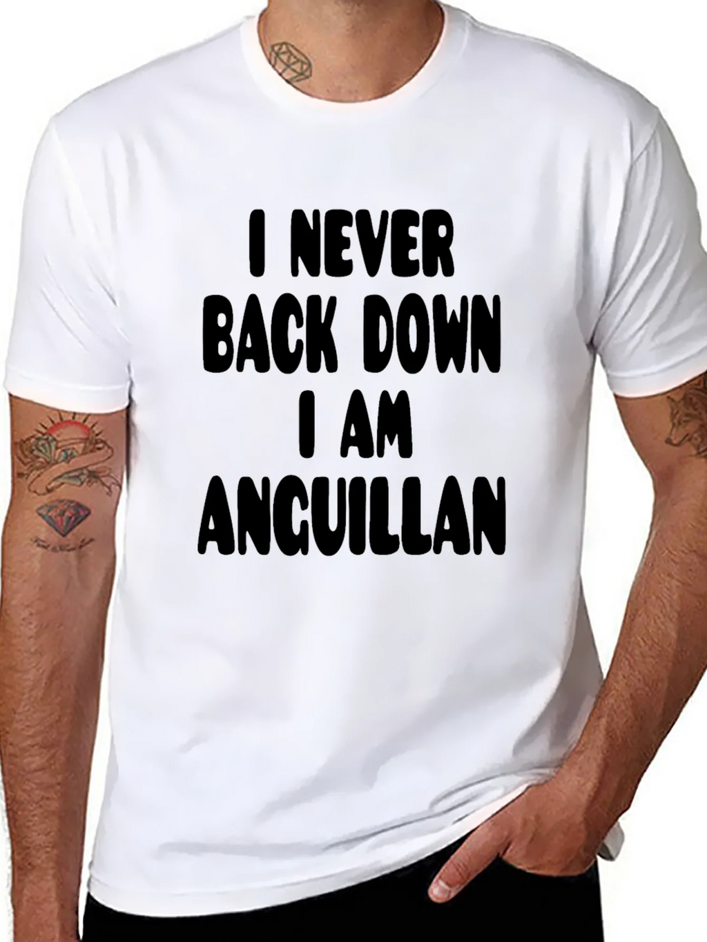 Never Back Down Anguillan Black T-Shirt
