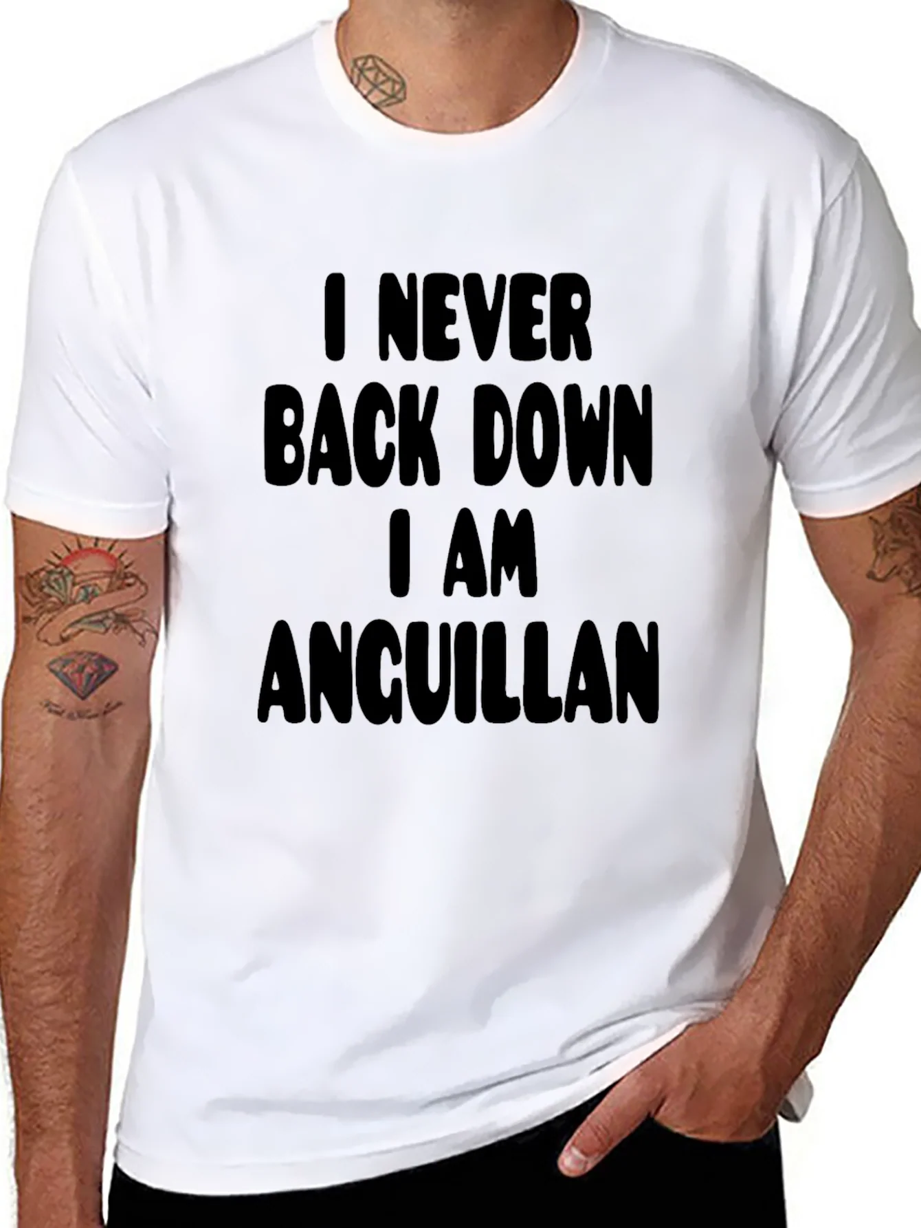 Never Back Down Anguillan Black T-Shirt