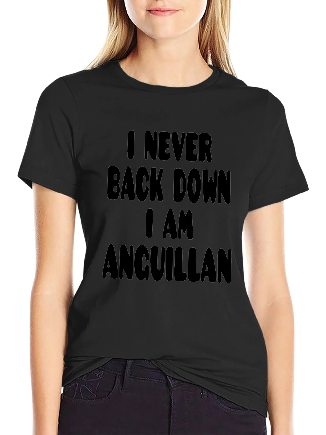 Never Back Down Anguillan Black T-Shirt