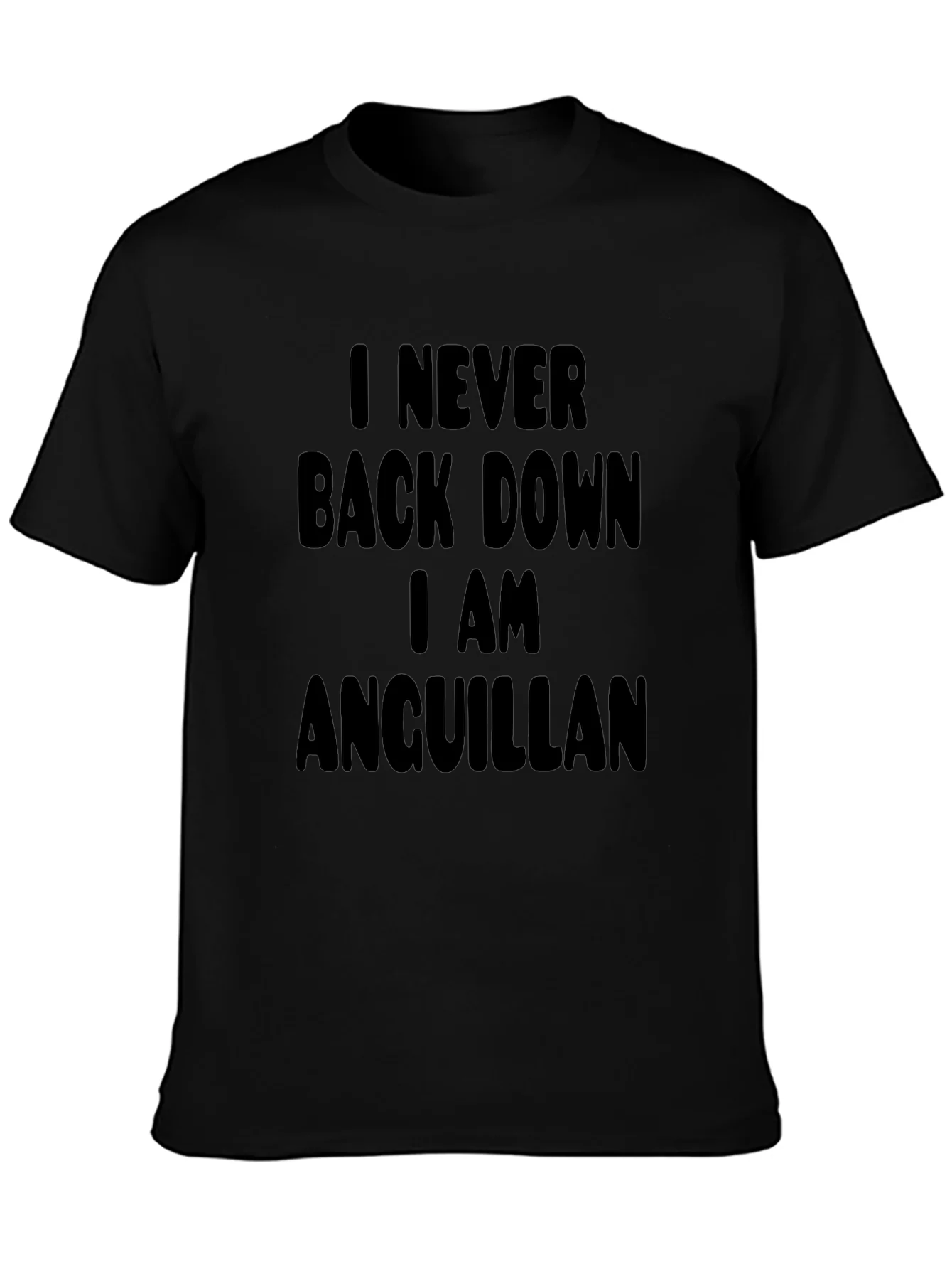 Never Back Down Anguillan Black T-Shirt
