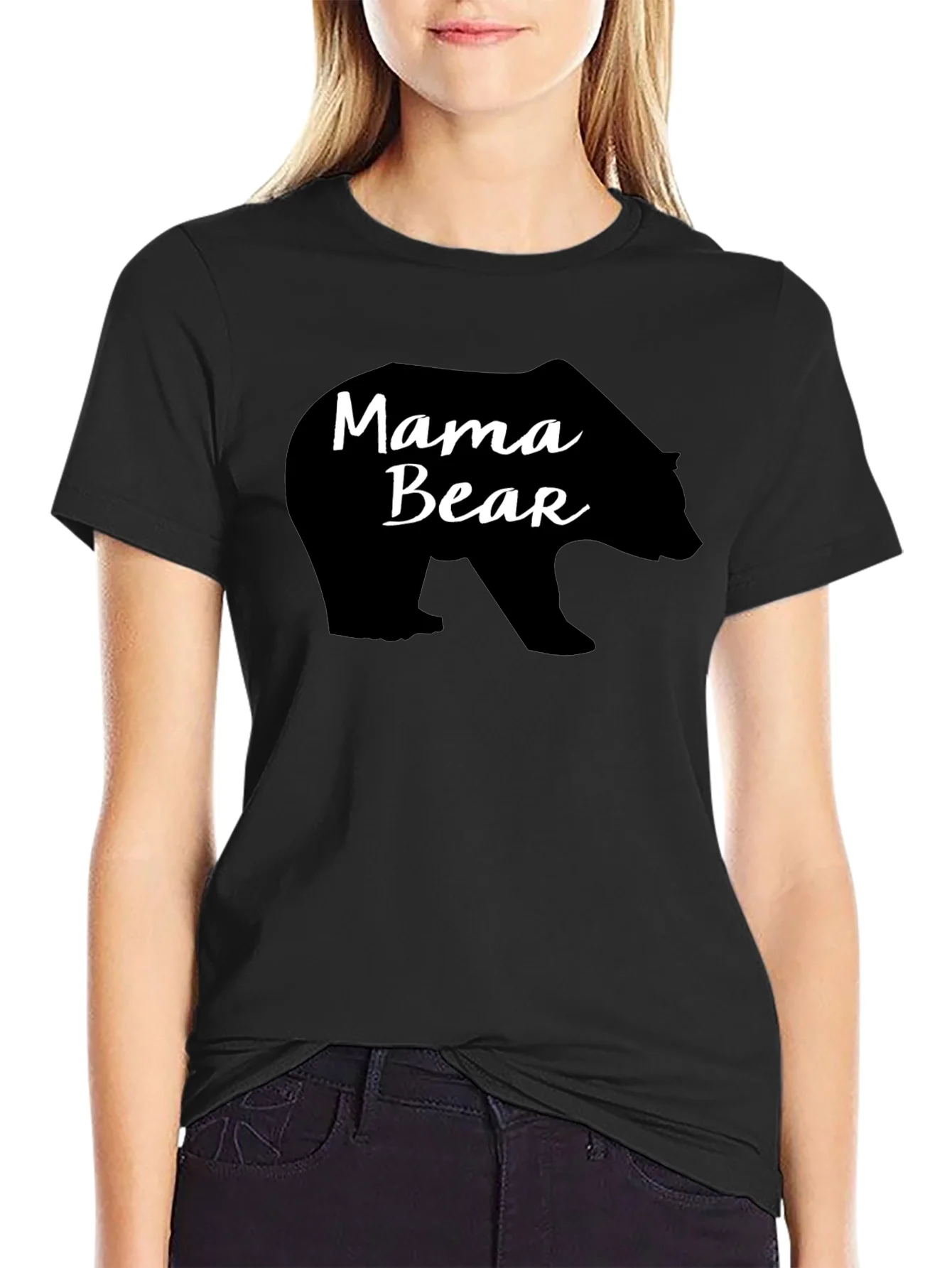 Mama Bear Graphic Tee - Comfortable Black Cotton T-Shirt