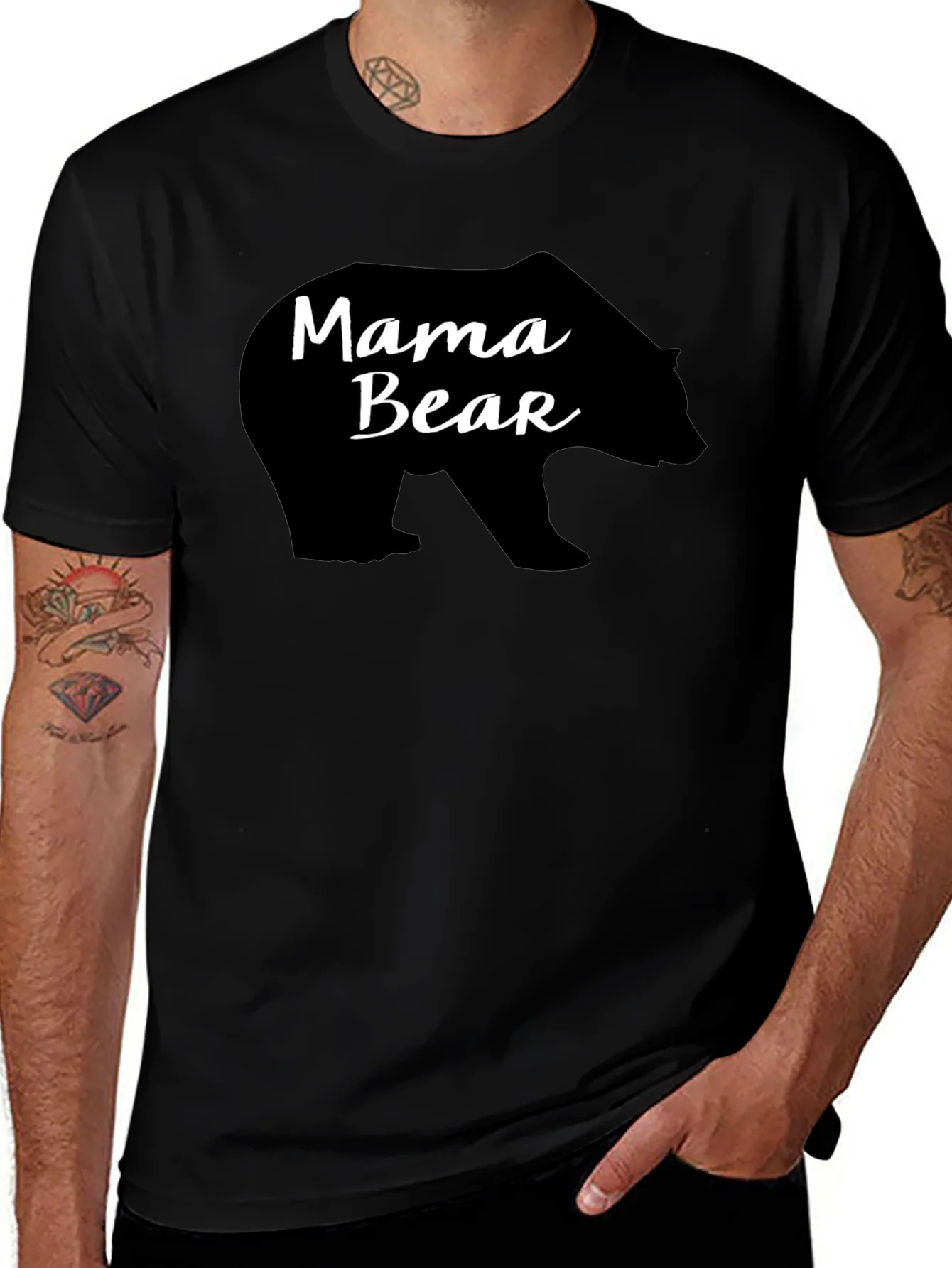 Mama Bear Graphic Tee - Comfortable Black Cotton T-Shirt
