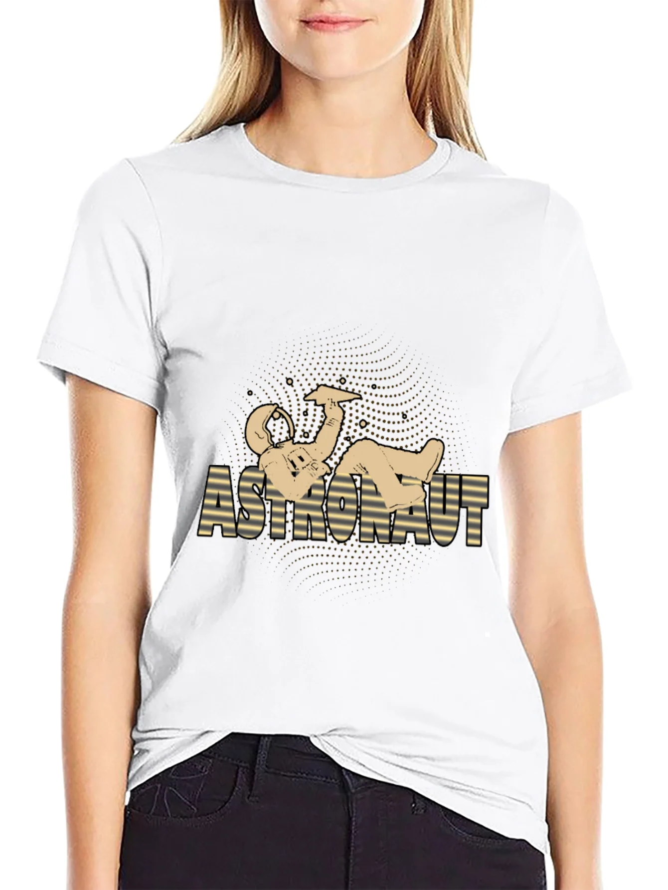 Astronaut Relaxing Graphic Tee - Black Cotton Blend