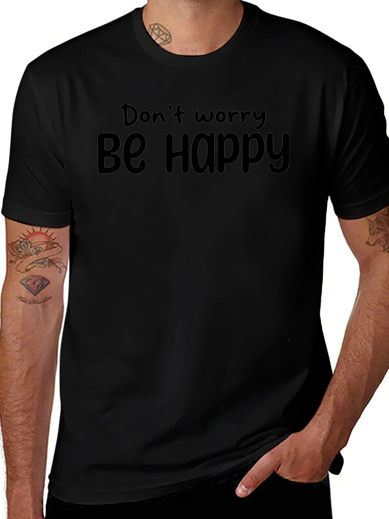 Dont Worry Be Happy Black T-Shirt