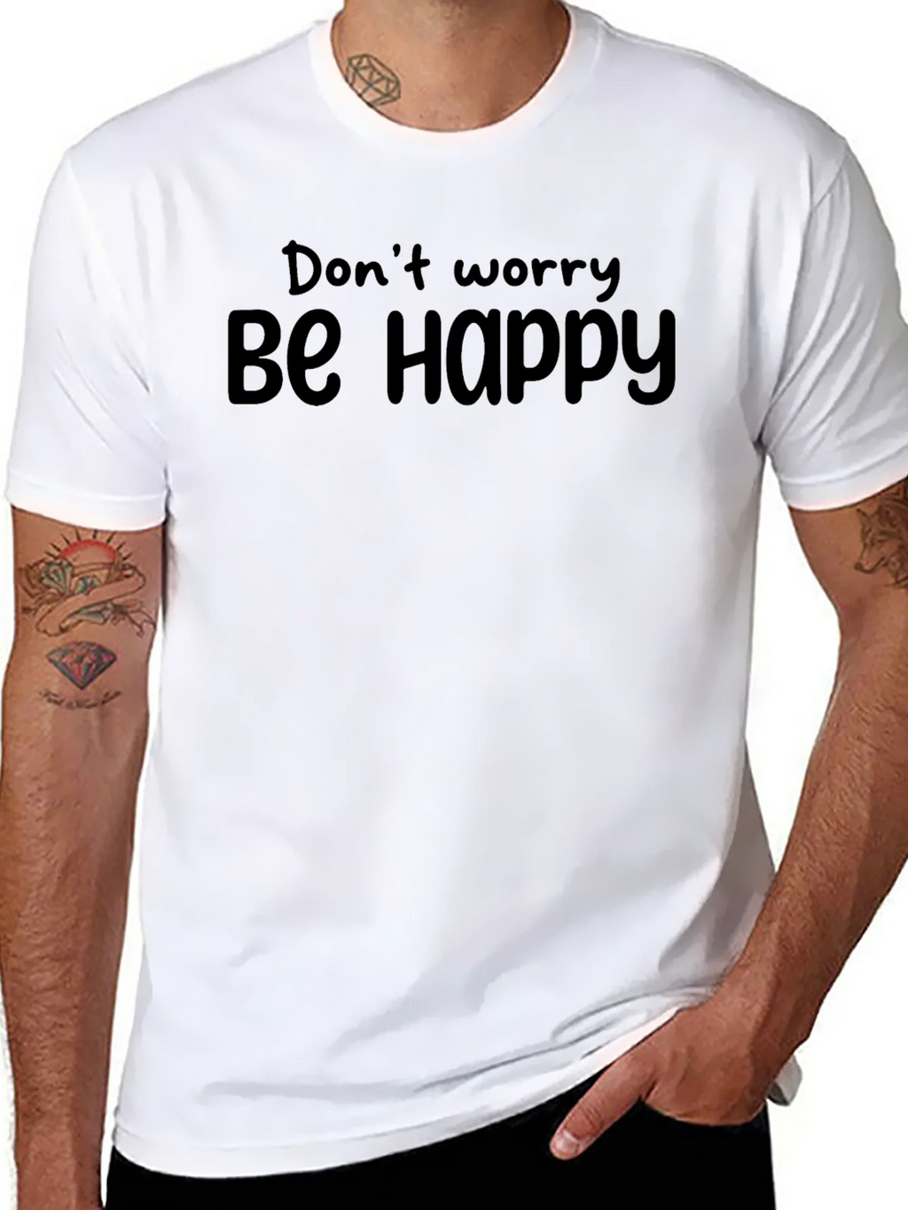 Dont Worry Be Happy Black T-Shirt
