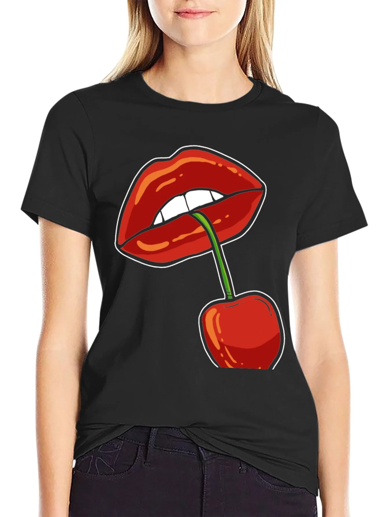 Lips and Cherry Graphic T-Shirt - Unisex