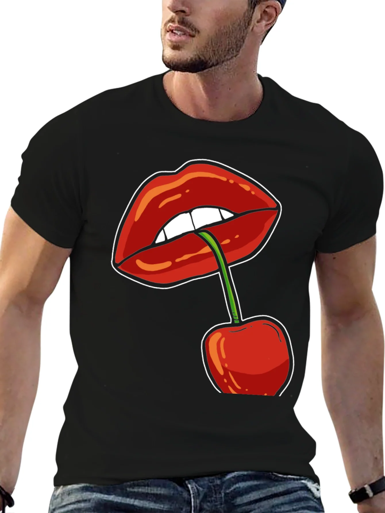 Lips and Cherry Graphic T-Shirt - Unisex