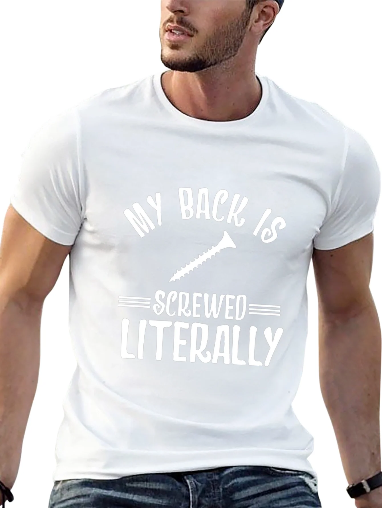 Funny Back Pain T-Shirt Screwed Literally