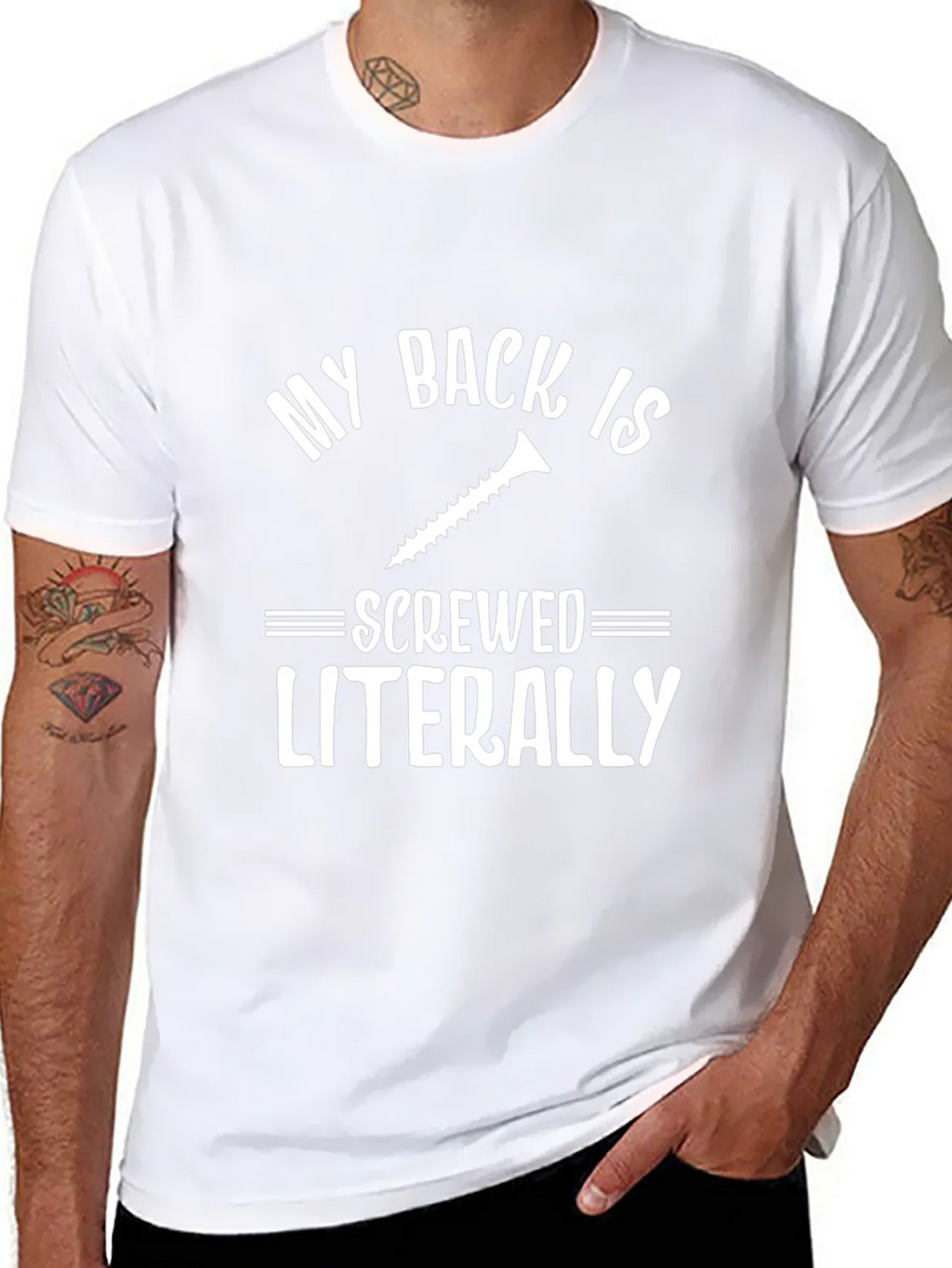 Funny Back Pain T-Shirt Screwed Literally
