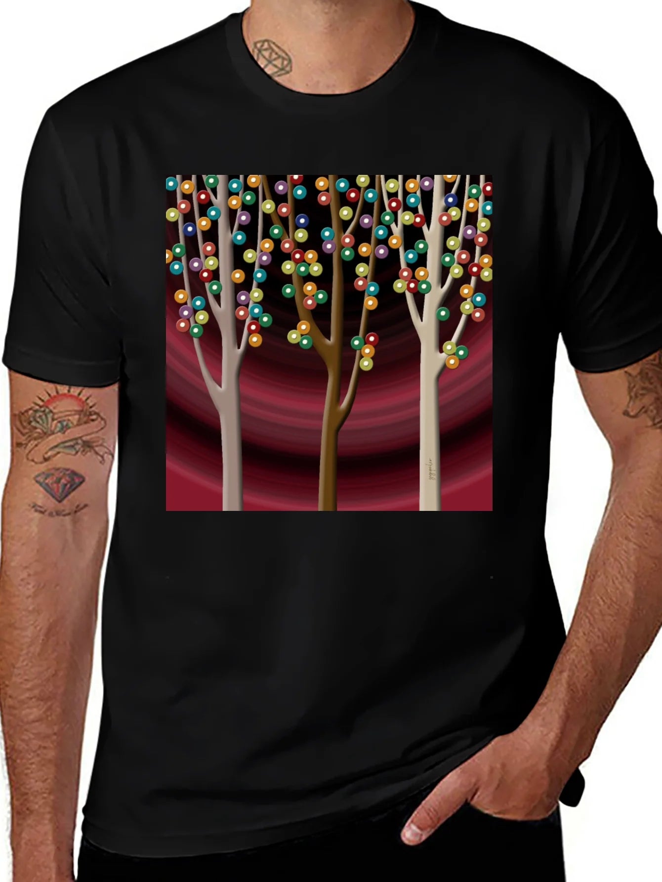 Colorful Trees Graphic T-Shirt - Modern Art Tee