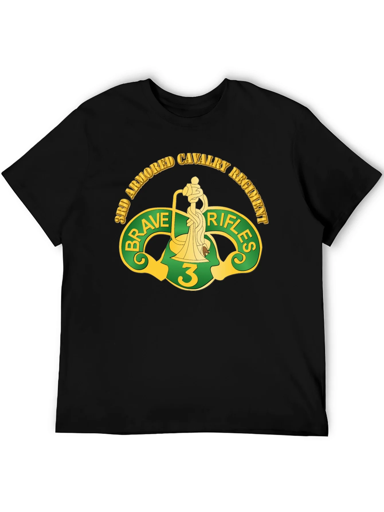 3rd Armored Cavalry Regiment Brave Rifles Black T-Shirt
