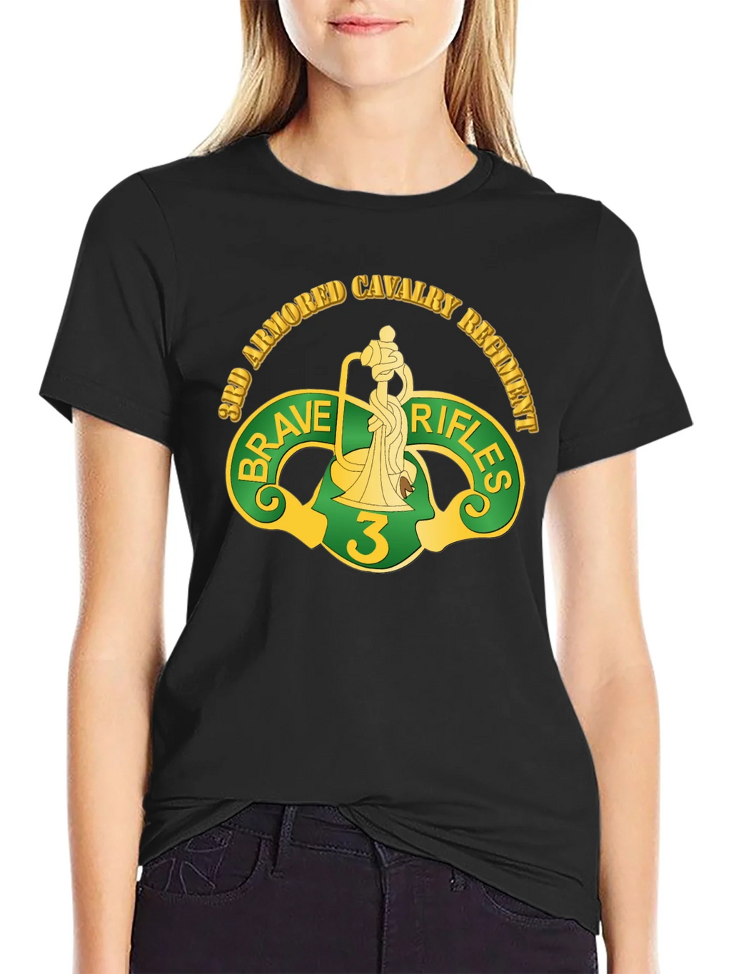3rd Armored Cavalry Regiment Brave Rifles Black T-Shirt