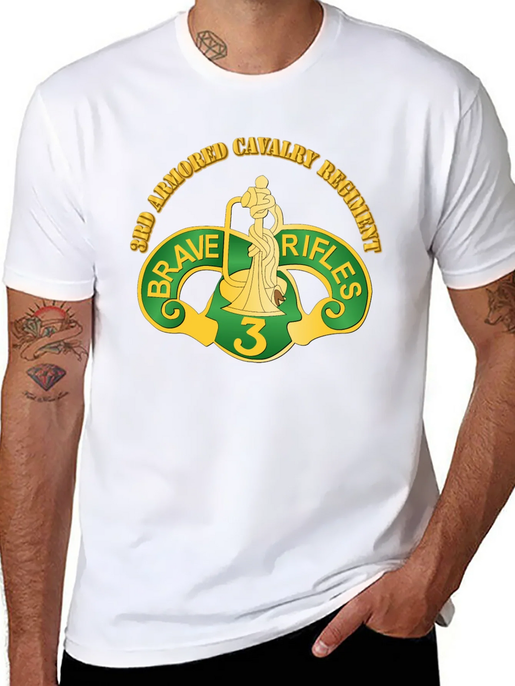 3rd Armored Cavalry Regiment Brave Rifles Black T-Shirt