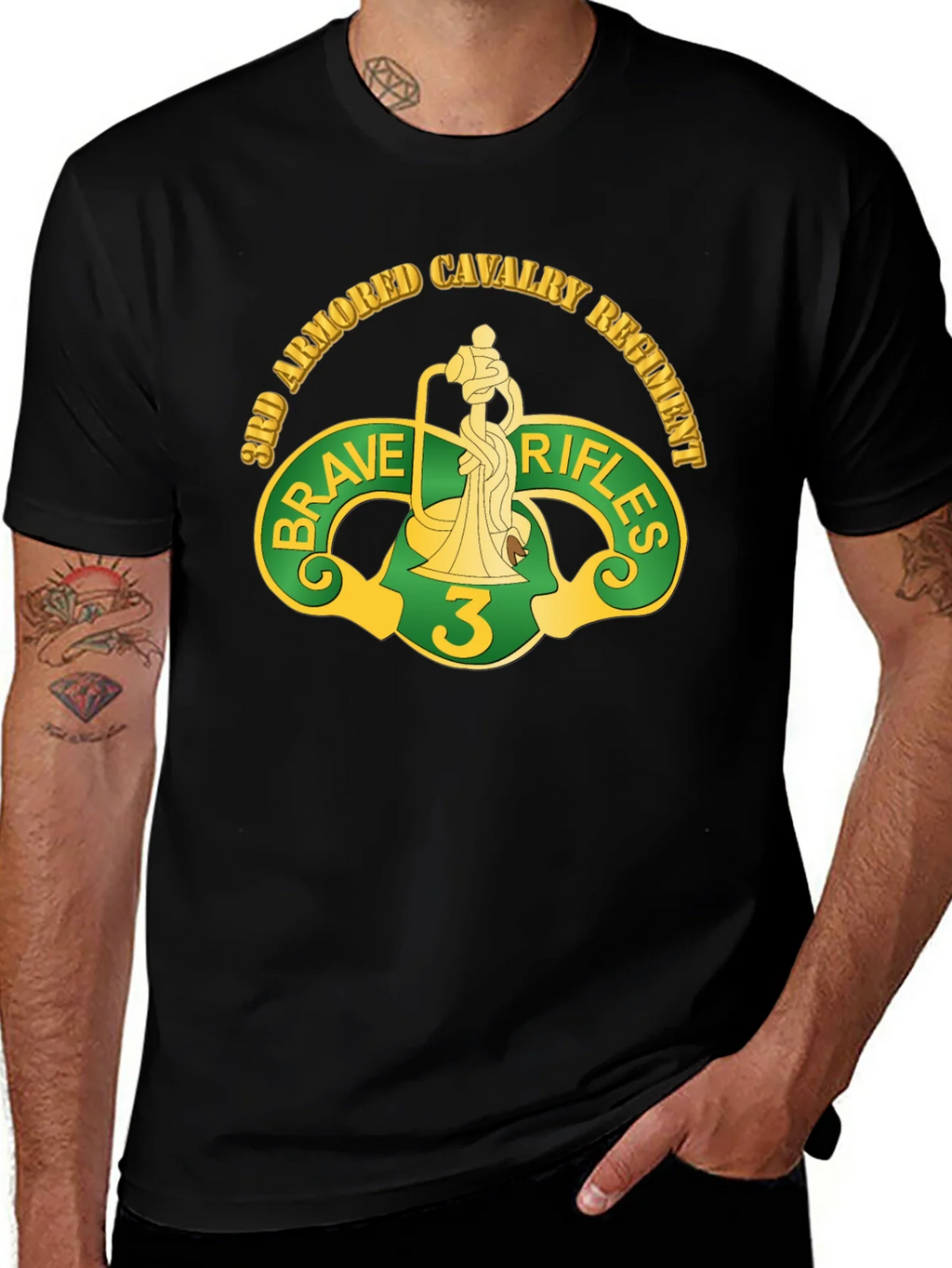 3rd Armored Cavalry Regiment Brave Rifles Black T-Shirt