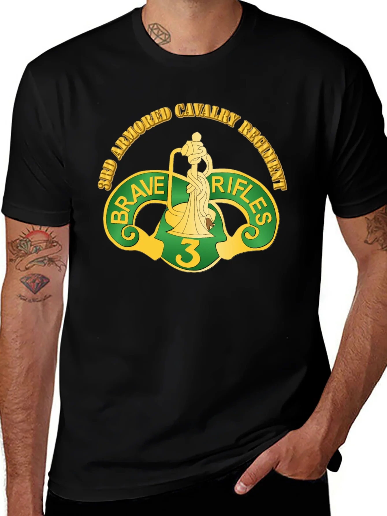 3rd Armored Cavalry Regiment Brave Rifles Black T-Shirt