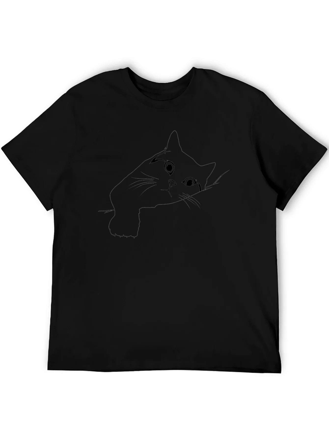 Peek-a-boo Cat Graphic Tee - Black Cotton Comfort