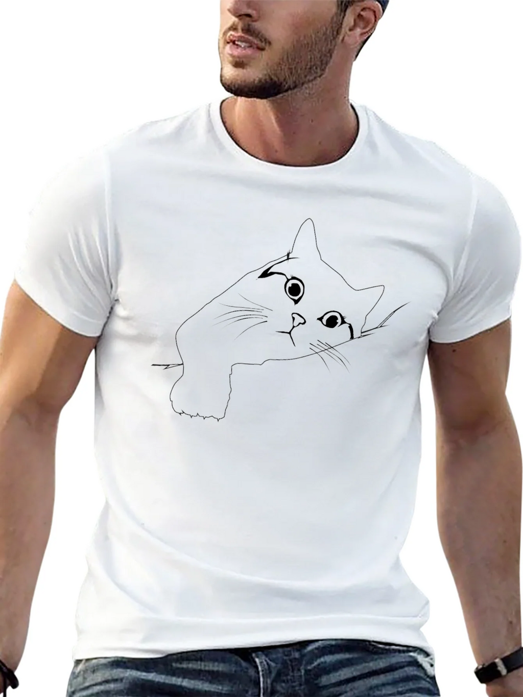 Peek-a-boo Cat Graphic Tee - Black Cotton Comfort