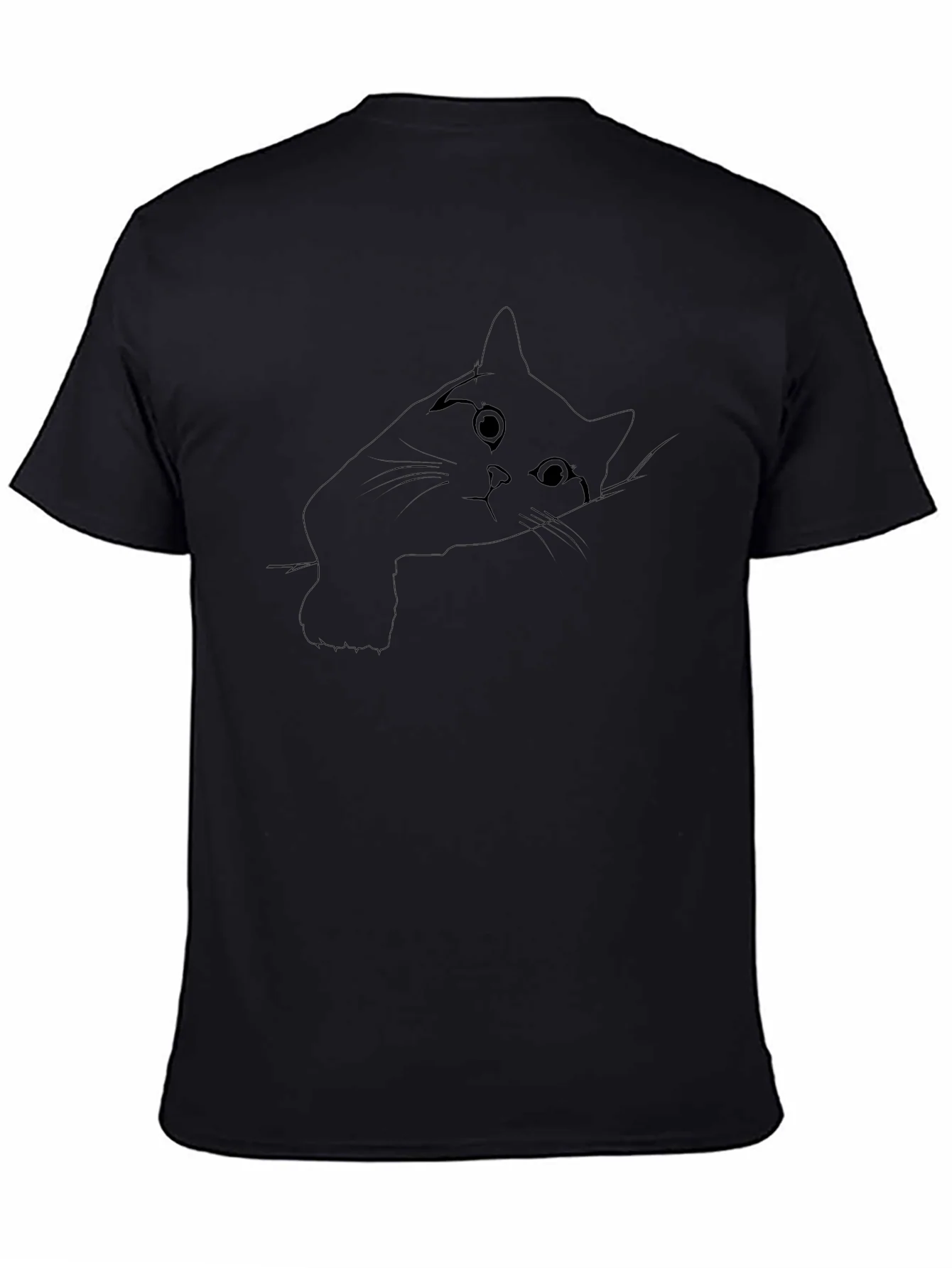 Peek-a-boo Cat Graphic Tee - Black Cotton Comfort