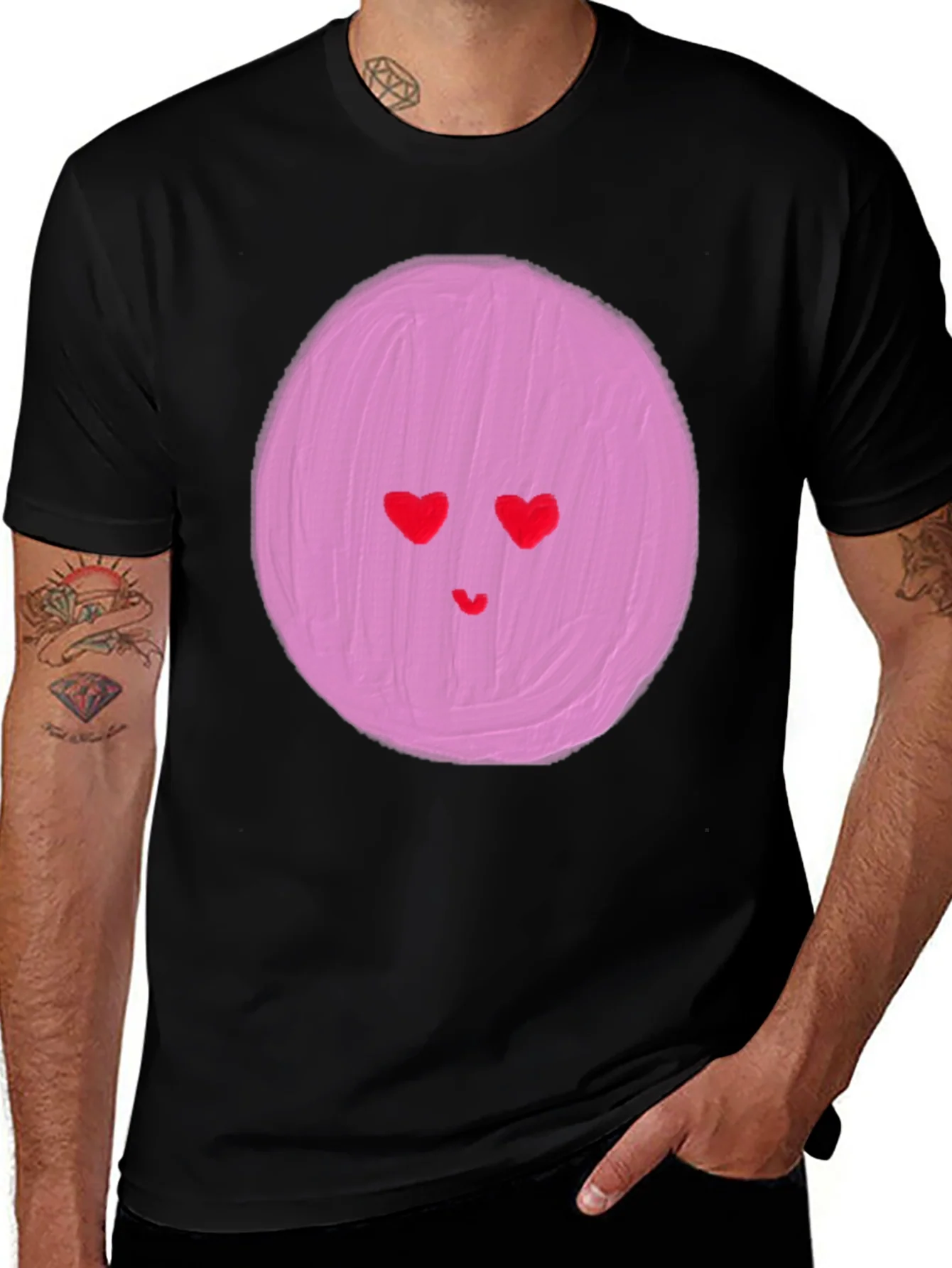 Heart Eyes Emoji Graphic Tee - Black