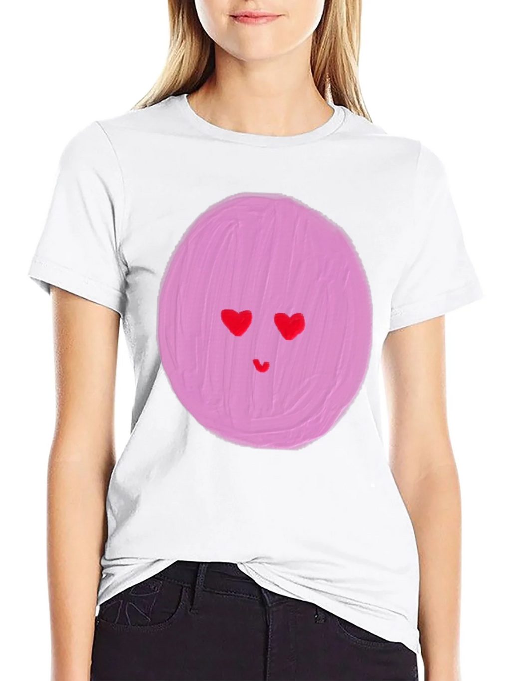 Heart Eyes Emoji Graphic Tee - Black