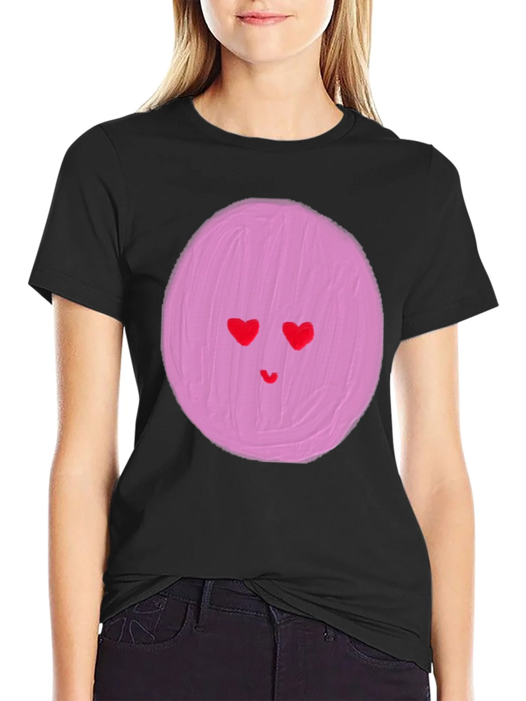Heart Eyes Emoji Graphic Tee - Black