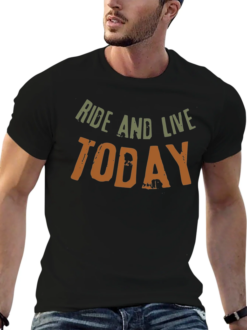 Ride and Live Today Mens Black T-Shirt