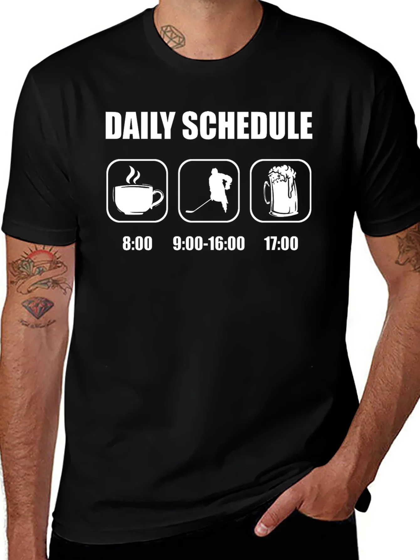 Daily Schedule Hockey T-Shirt: Coffee Hockey Beer