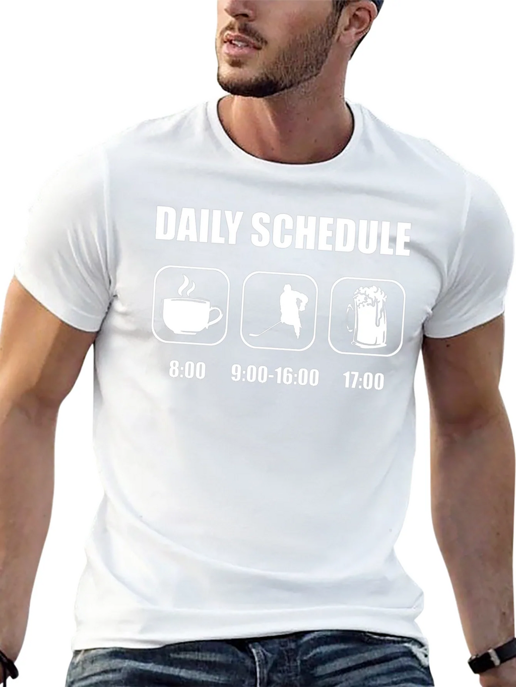 Daily Schedule Hockey T-Shirt: Coffee Hockey Beer