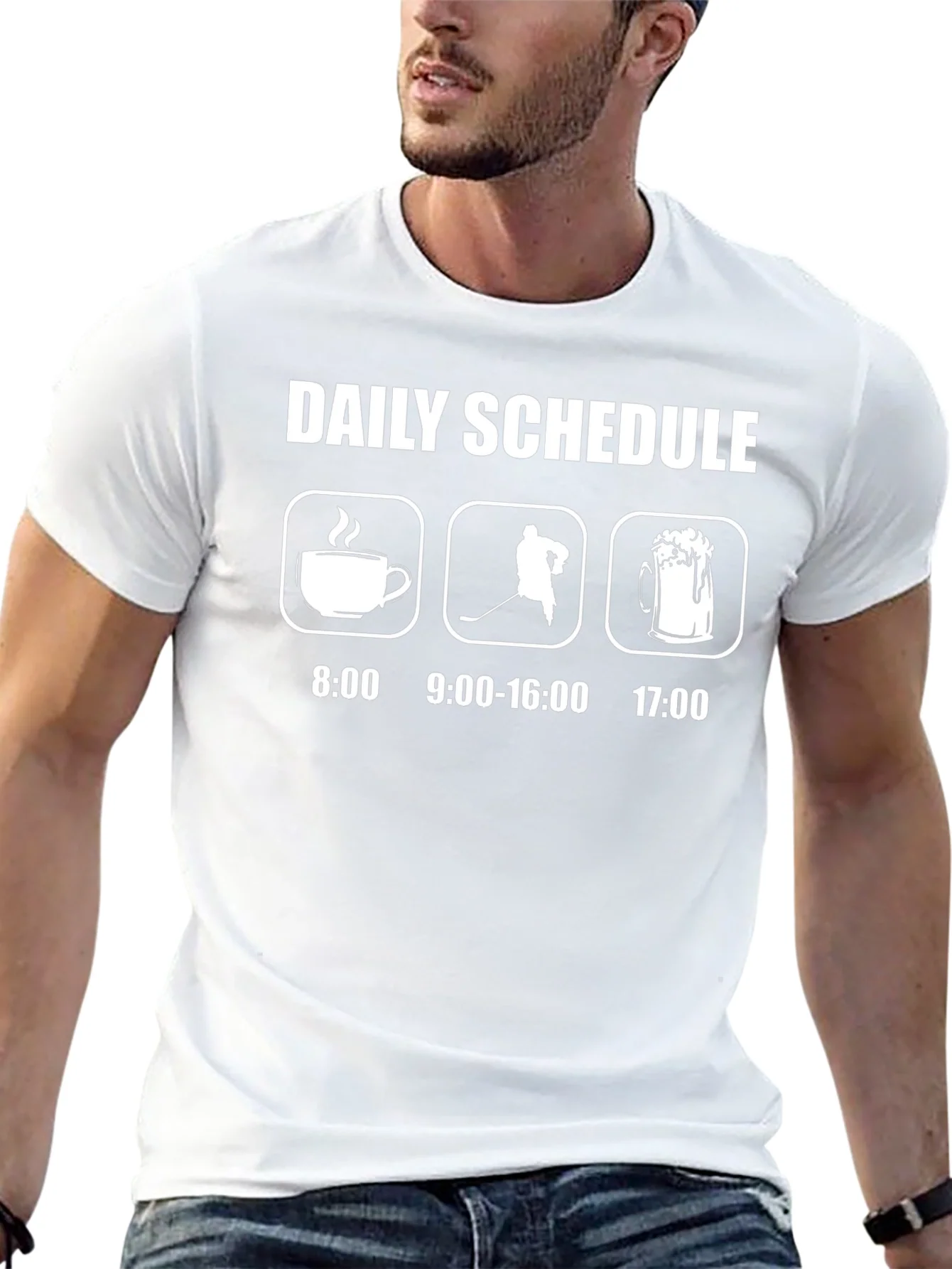 Daily Schedule Hockey T-Shirt: Coffee Hockey Beer