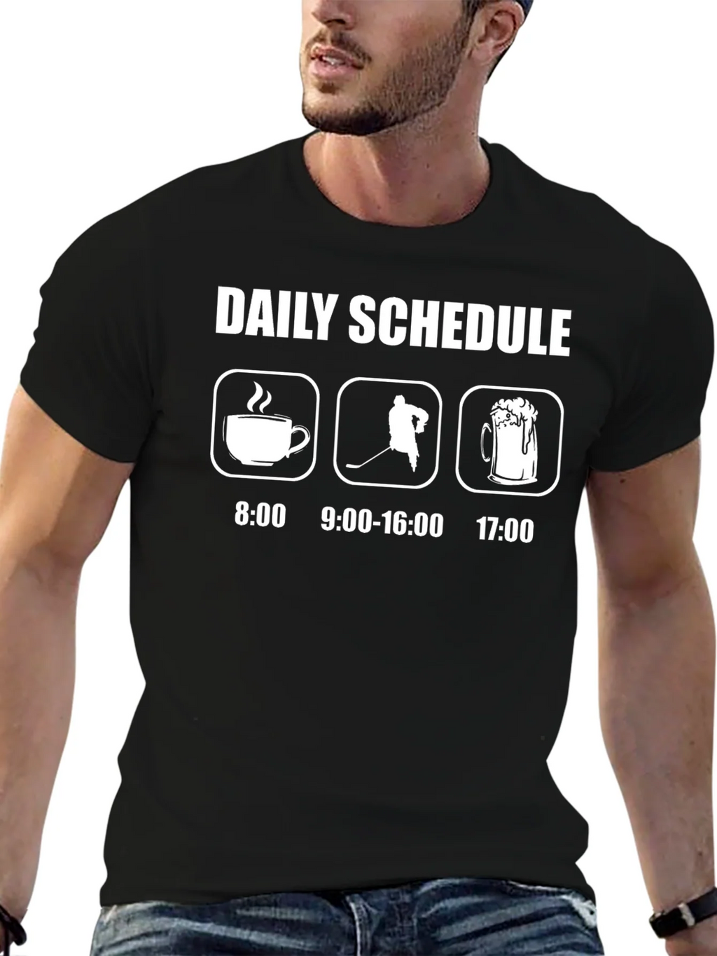 Daily Schedule Hockey T-Shirt: Coffee Hockey Beer