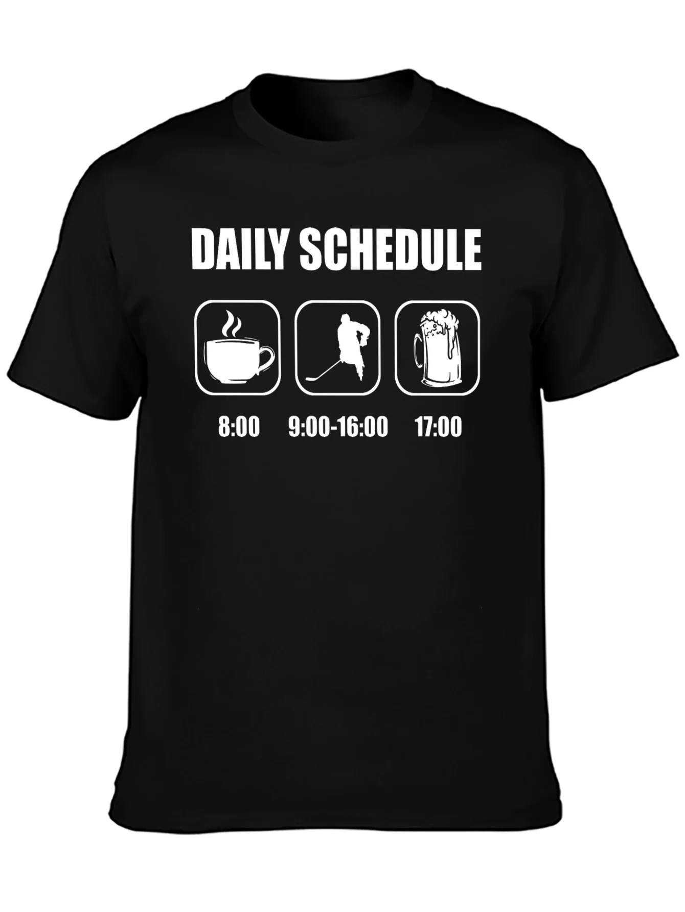 Daily Schedule Hockey T-Shirt: Coffee Hockey Beer