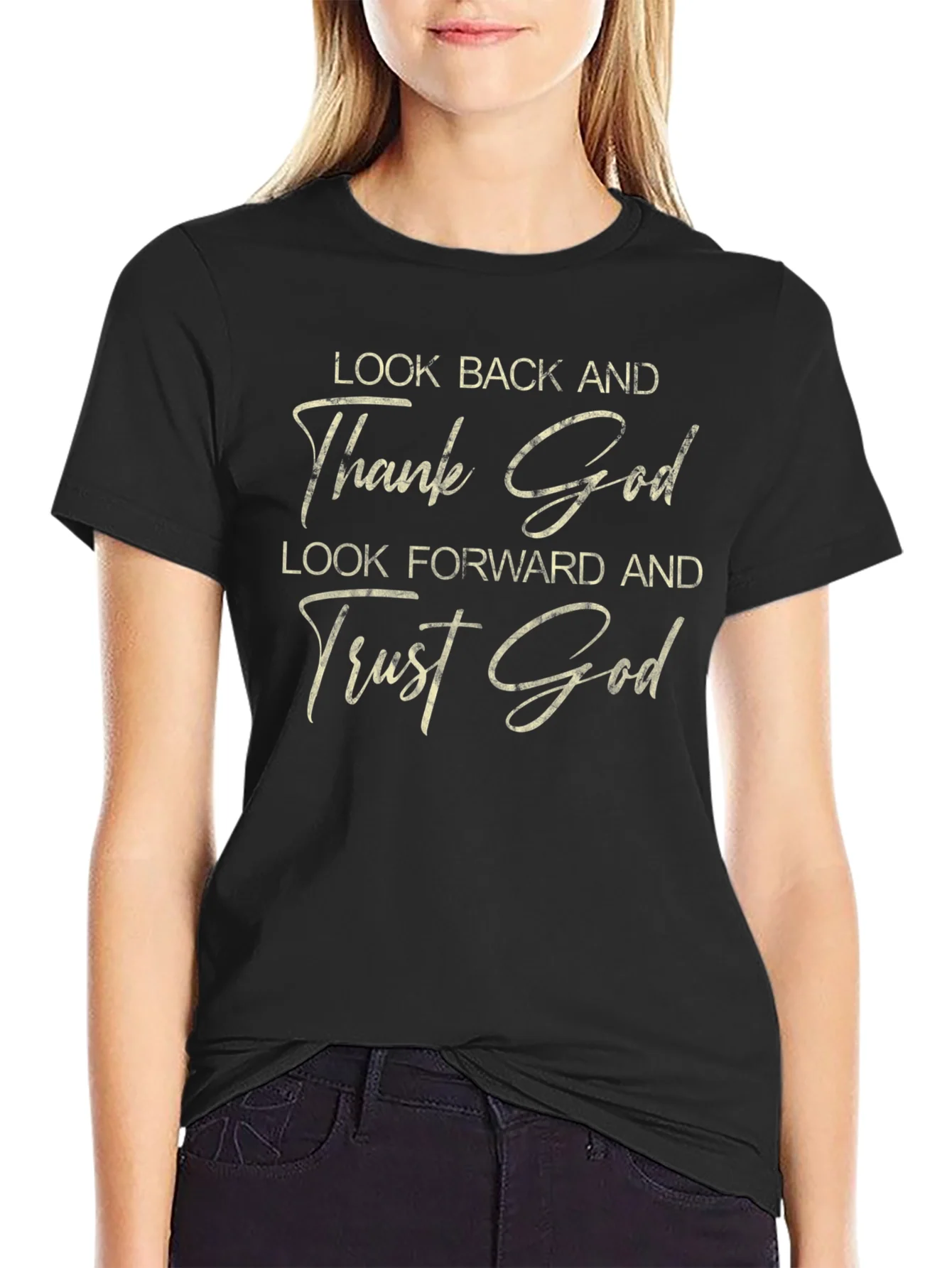 Thank God Graphic Tee - Trust God - Black T-Shirt