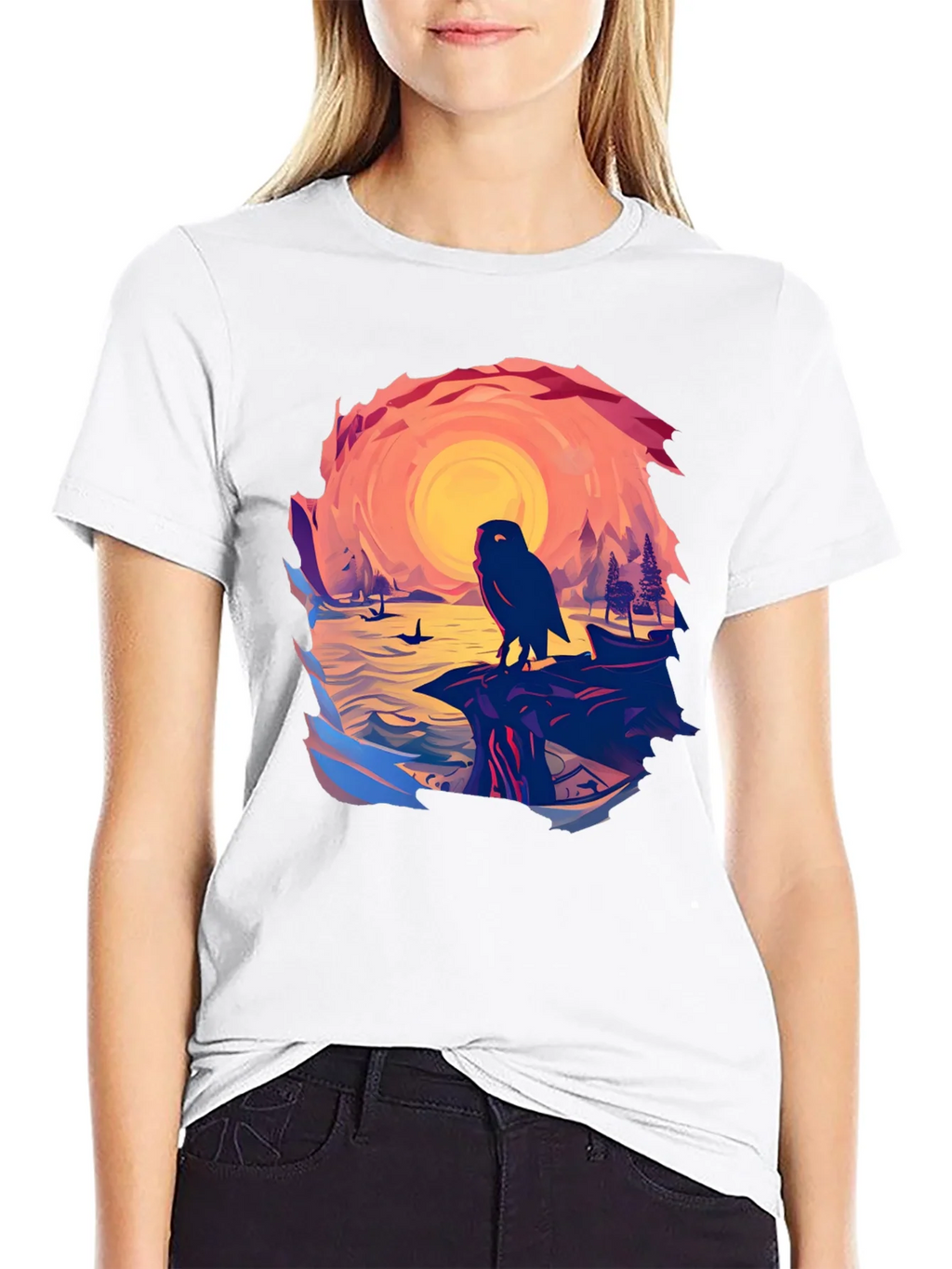Owl Sunset Graphic Tee