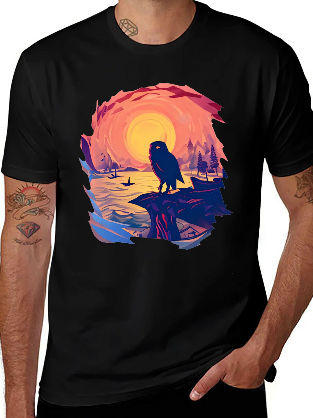 Owl Sunset Graphic Tee